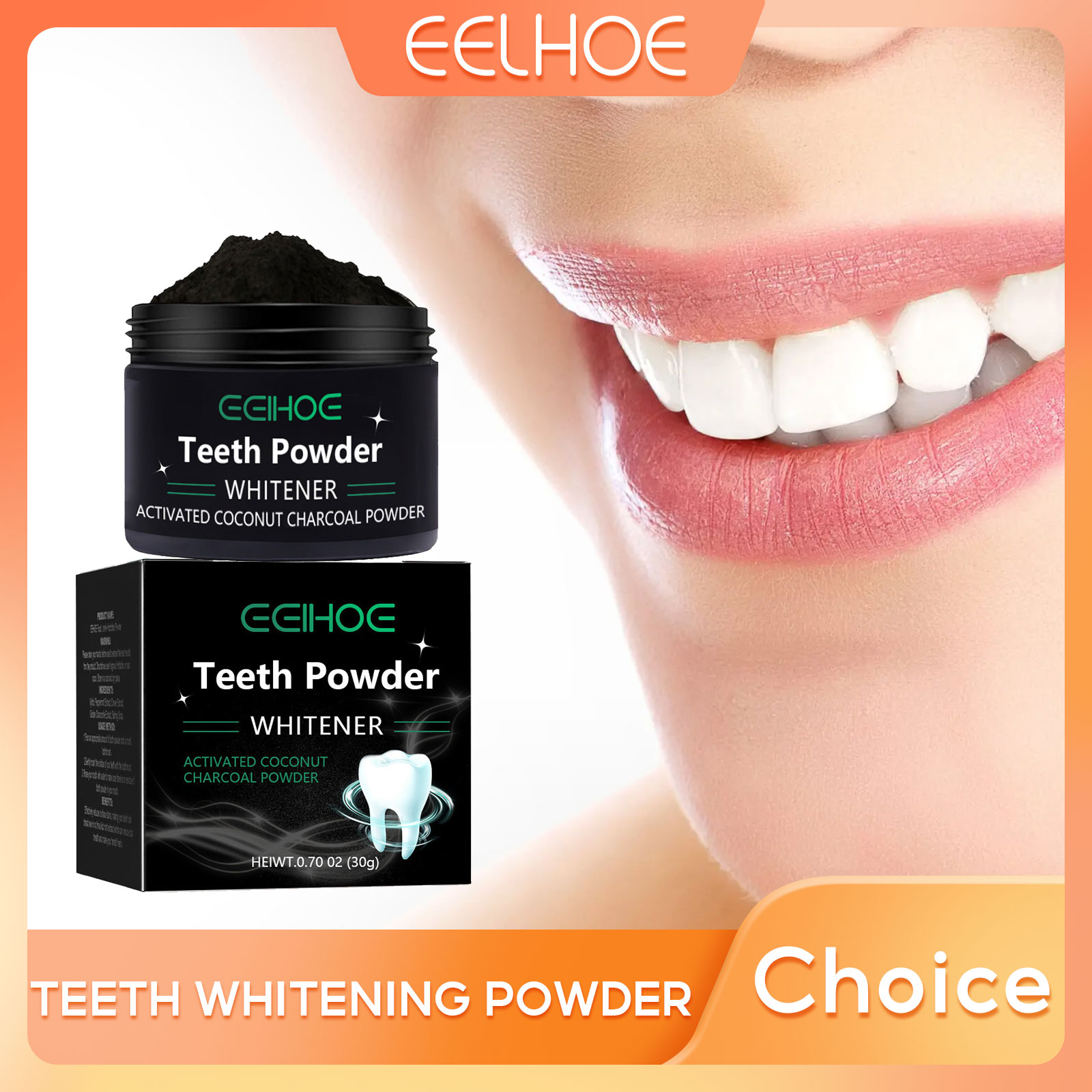 Whitening Powder Activated - 치아 미백 제품을위한 EELHOE 숯 분말