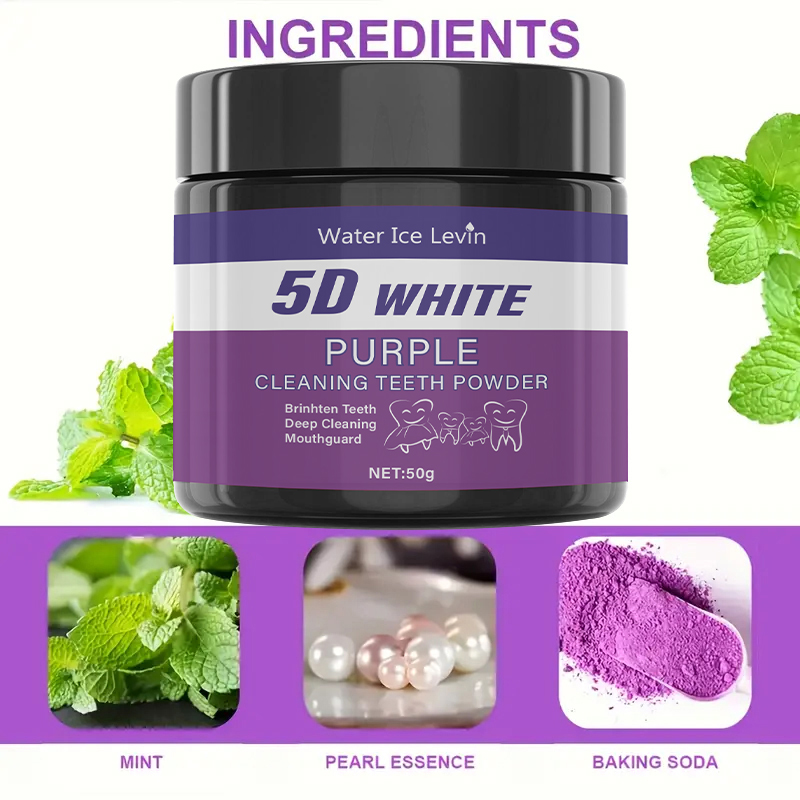 Teeth Whitening Baking Soda - 5D 화이트 퍼플 클리닝 치약 파우더.