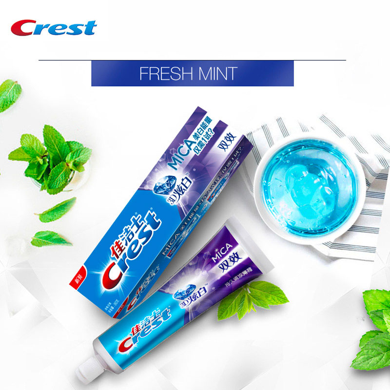 Teeth Whitening Paste - 크레스트 3D 운모 치약 불소 치아