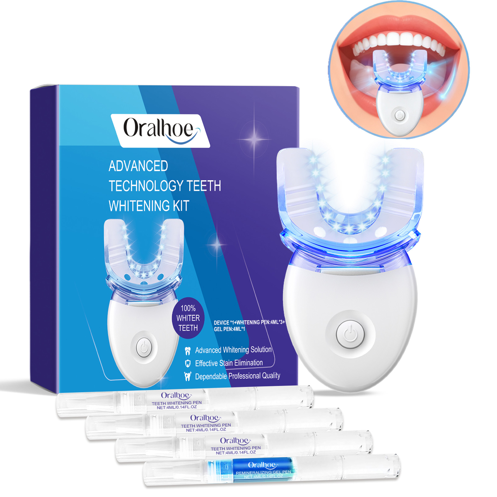 Teeth Whitening Gels - 전문 치아 미백 LED 라이트 키트