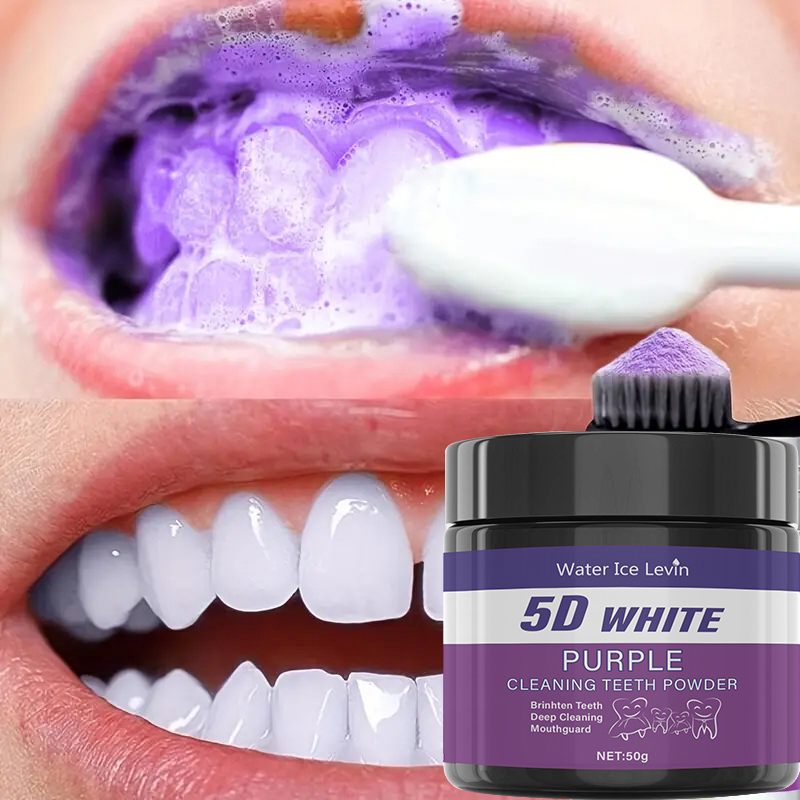 5D 화이트 치아 미백 파우더. 퍼플 민트 프레시 포뮬 - Teeth Whitening Baking Soda 리뷰 및 가격