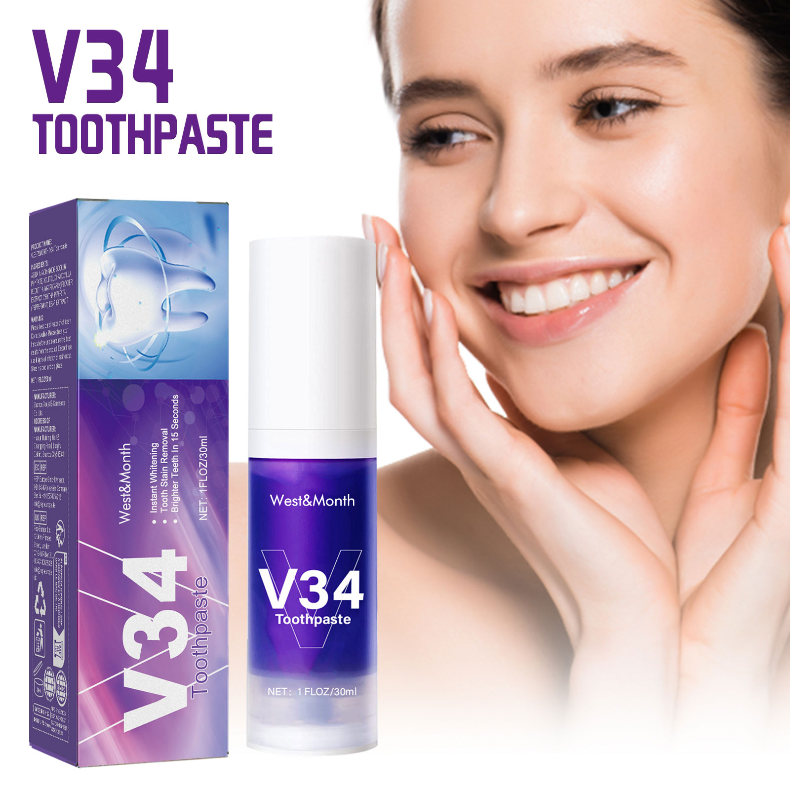 V34 퍼플 치약 클리닝 무스 치아 세정, 잇몸 보호, - Teeth Whitening Crest 리뷰 및 가격