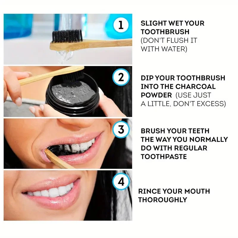 치아 브라이트닝 화이트닝 파우더 딥 클리닝 플라크 얼룩 - Teeth Whitening Charcoal Powder 리뷰 및 가격